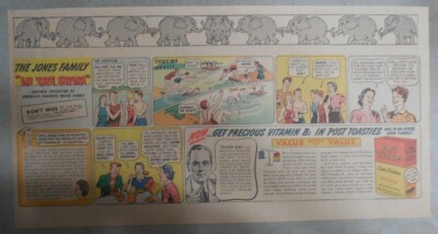 Post Cereal Ad: The Jones Family Post Toasties 1930's-40's Size: 7.5 x 15 inches