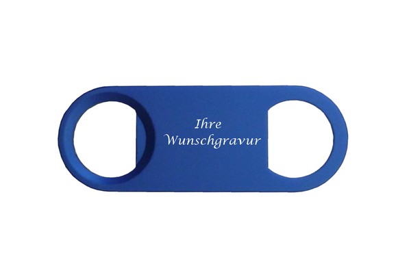 FlaschenöFfner Aus Metall Mit Gravur / Beidseitig Verwendbar / Farbe: Blau-image