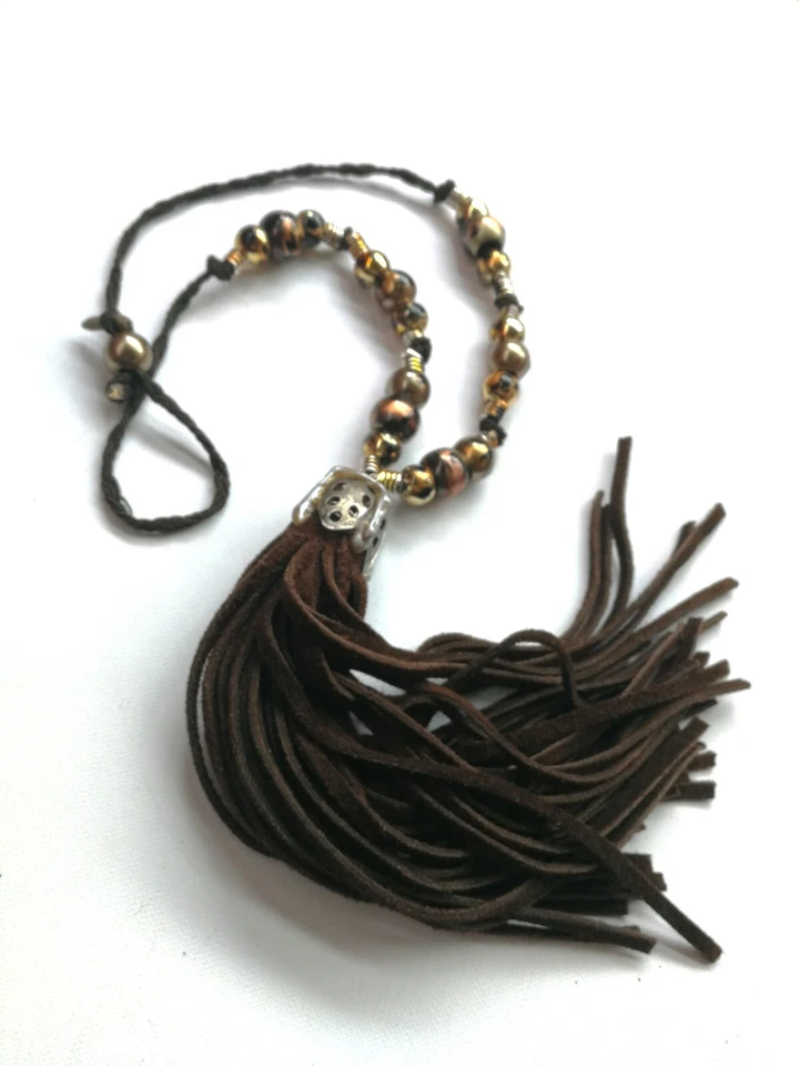 Joyería Mujer Moda Collar Colgante Cuero Flecos Boho Folk Borla Larga Babero Foto 4 de 4