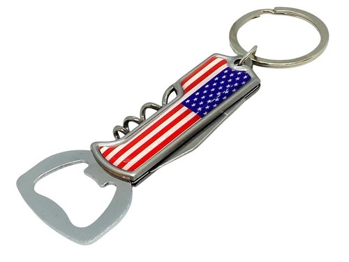 WHOLESALE LOT 12 Patriotic American USA US Flag Bottle Opener Souvenir Key Chain - Picture 4 of 7