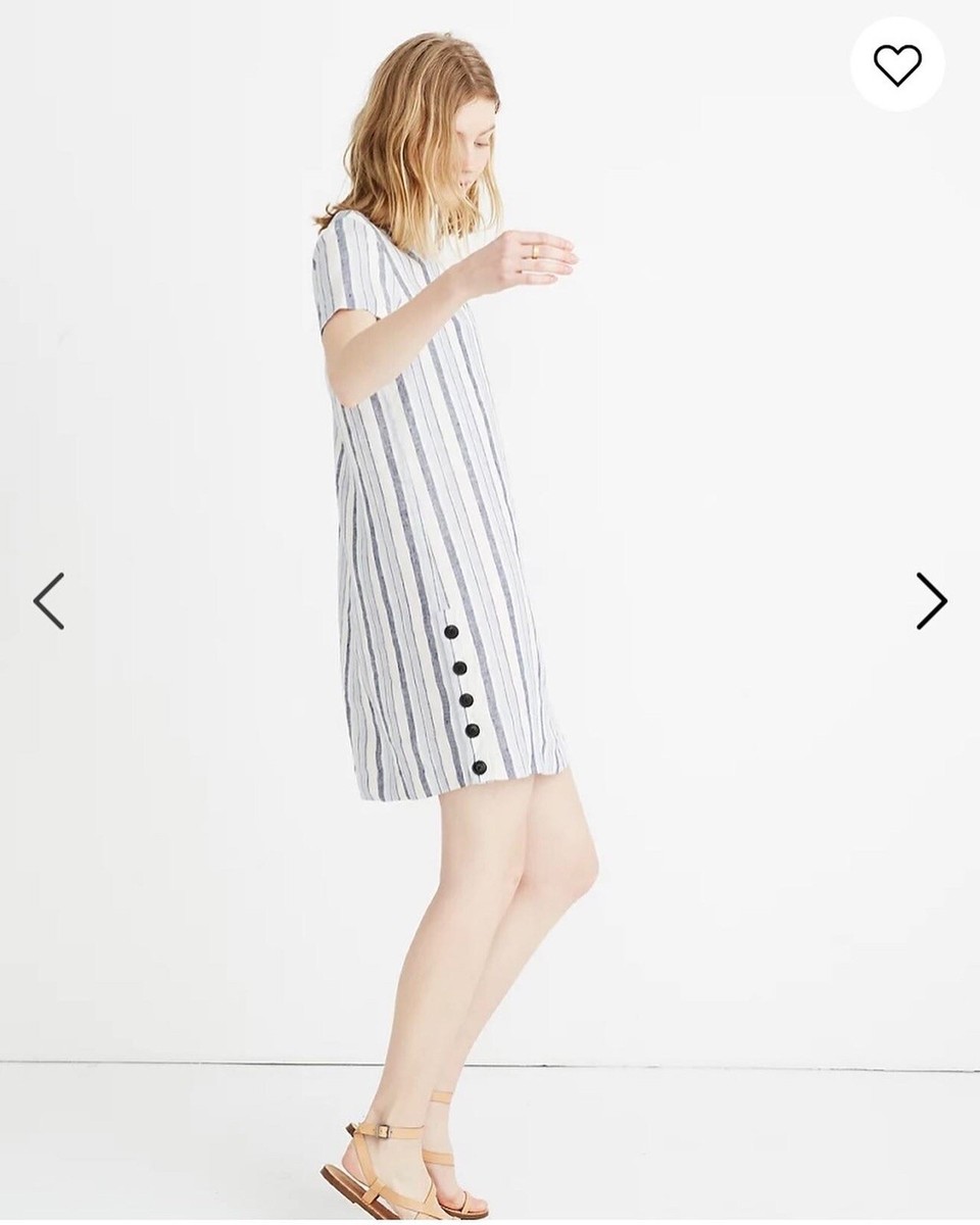 madewell linen stripe dress Utility Short-Sleeve Mini Shirtdress in 100% Linen