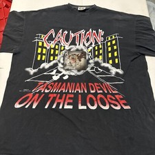 VTG FREEZE 1996 Tasmanian Devil On The Loose Looney Tunes T Shirt Taz Hologram