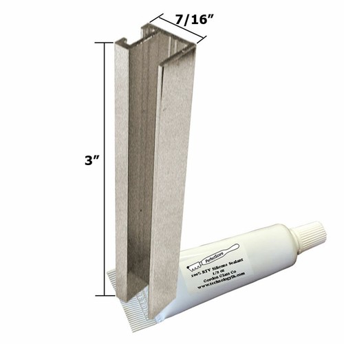 3" Brushed Nickel Frameless Shower Door UChannel with