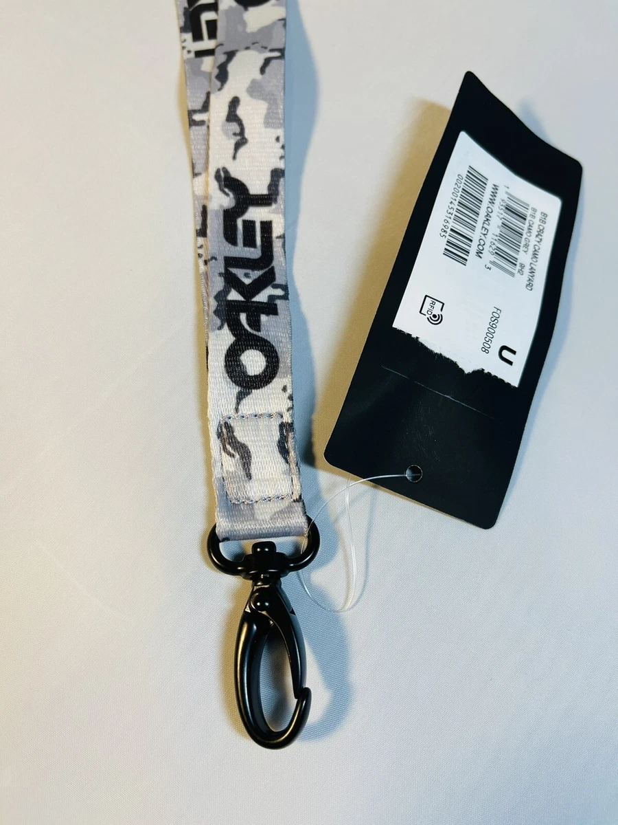 New Oakley Lanyard B1B Grey Crazy Camo Neck Strap ID Holder Key Chain Ring Badge
