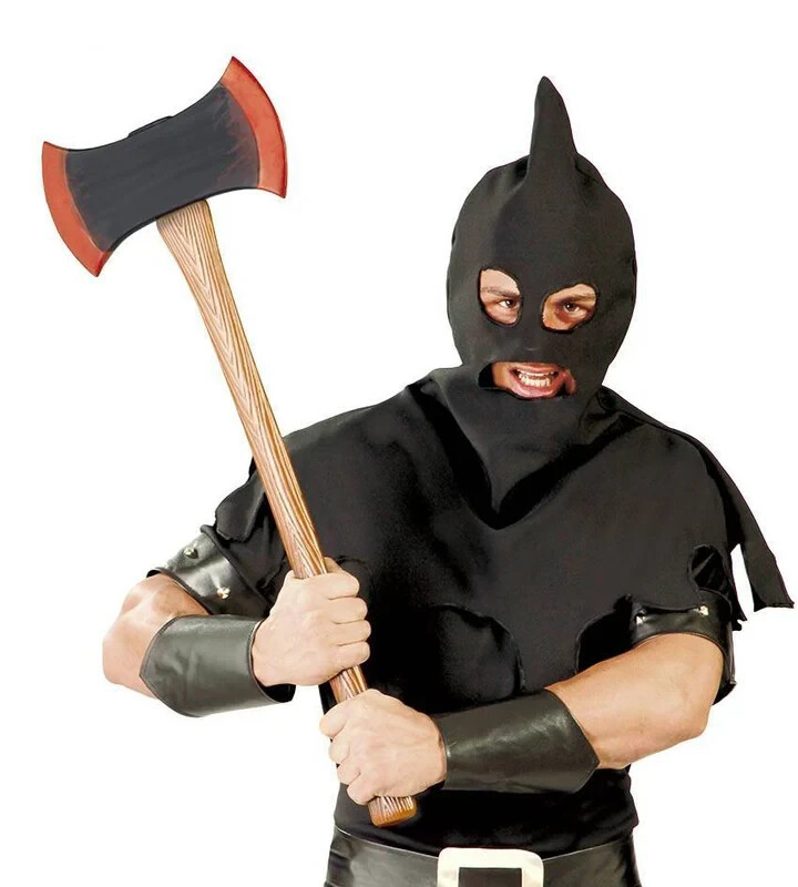 CARNEVALE HALLOWEEN DOPPIA ASCIA BOIA ACCETTA SCURE INSANGUINATA AXE 73 CM