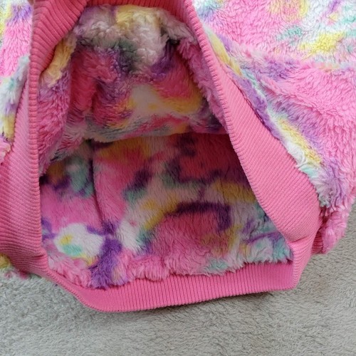 Betsey Johnson Hoodie Girls Large Pink Sherpa Pullover Fur Butterfly - Picture 6 of 9