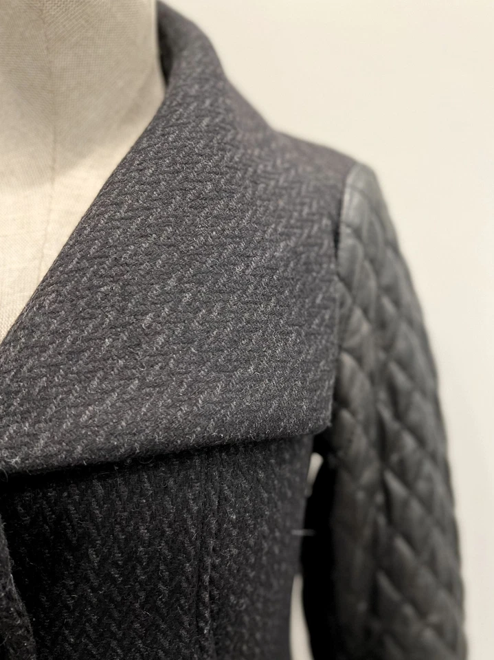 Chaquetón de lana Soia & Kyo con mangas de cuero acolchadas y forro extraíble talla S Foto 2 de 4