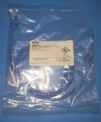 (4 pcs )AMP 219242-7  , Cable Network Ethernet , CAT5E, 7ft , Patch Cord Blue