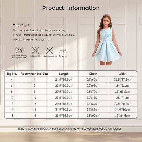 Girls Dress Princess Party Gown Ball Gown Prom Dress Pleated A-Line Dress Cute - Picture 17 of 50
