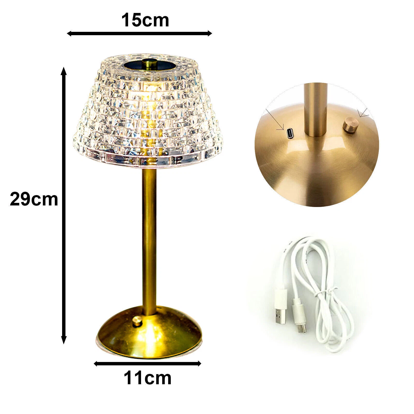 Portable LED table lamp with adjustable brightness settings