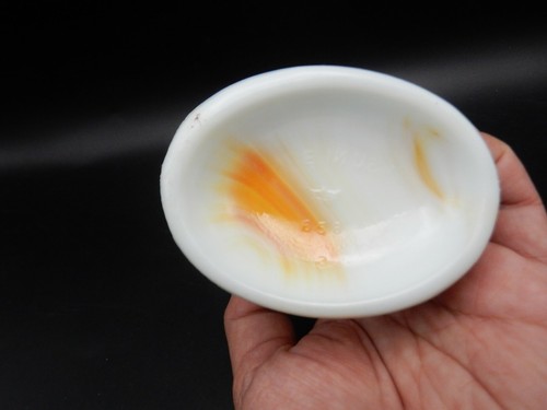Vintage Akro Agate Slag Glass Lily Vase Orange & White 4.5" x 4.5" x 2" - Picture 4 of 5