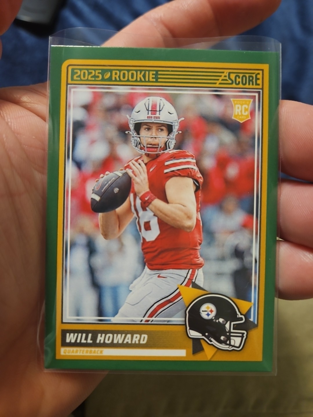 2025 Panini Score Green Rookie Will Howard Pittsburgh Steelers RC #3 Football