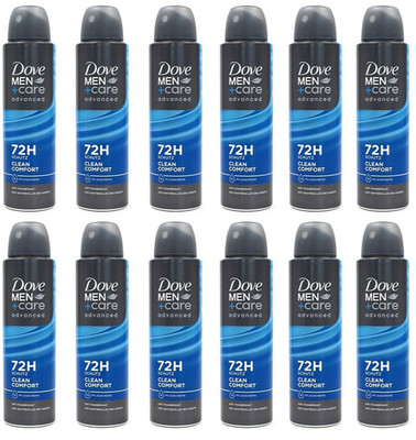 12x Dove Men+Care advanced Deospray Clean Comfort ¼ Pflegecreme 72H schutz 150ml