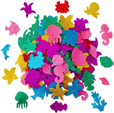 Glitter Colorful Sea Animals Shapes Foam Stickers Self Adhesive Craft Supplies f