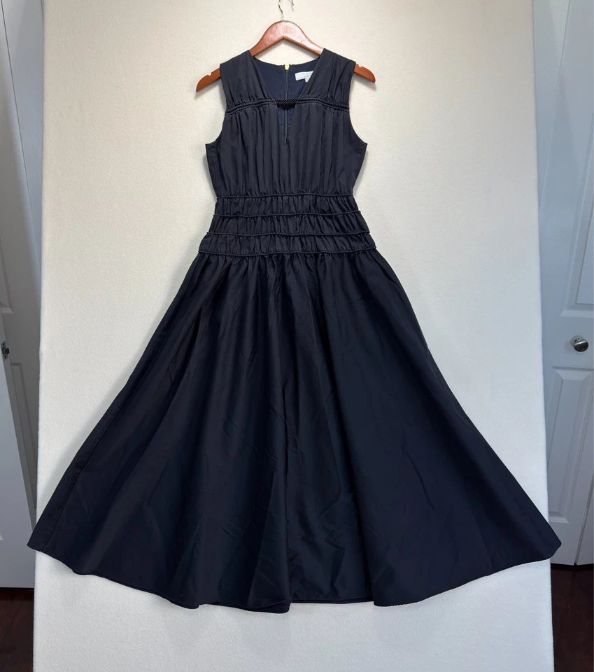 Maxi Vestido Roksanda Cintura Calada Negro Eiffel Maxi Largo, Talla 2 Ret $460 Foto 4 de 4