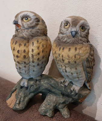 2 Eulen - Käuzchenpaar - Noritake Porzellan