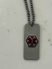 Diabetic Medical Alert Necklace Vintage Stainless Steel