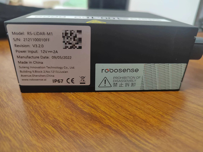 Robosense RS-LiDAR-M1 V3.2.0 Automotive Solid State LiDAR