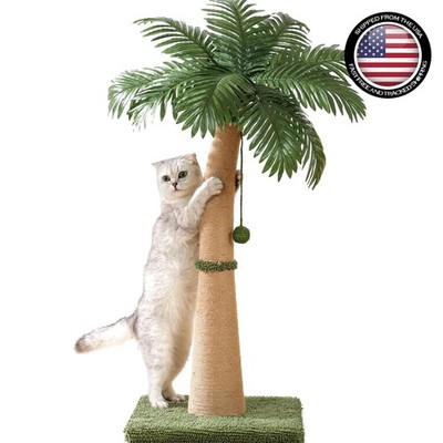 Natural Sisal Cat Scratching Post - 40'' Tall with 3 Fun Balls & Modern Style
