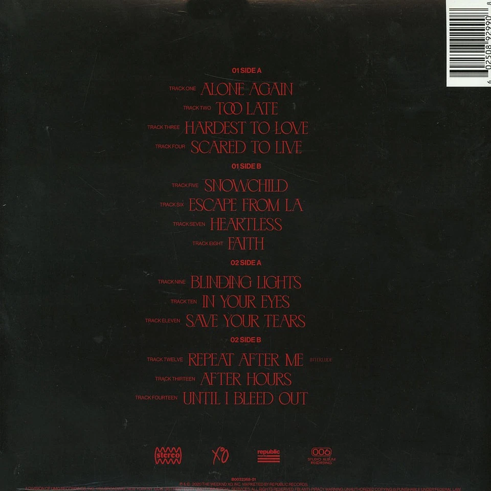 The Weeknd - After Hours Clear With Red Splatter Vinyl  (2020 - US - Reissue) - Bild 3 von 4