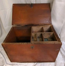 Cassetta porta attrezzi antica legno falegnami marinai baule vassoio vintage fattoria primitiva