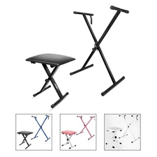 5 Core Keyboard Stand Piano Bench Set Adjustable Key Board Stands w Music Chair