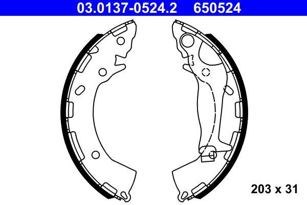 Rear ATE 03.0137-0524.2 Brake Shoe Set for HYUNDAI,KIA