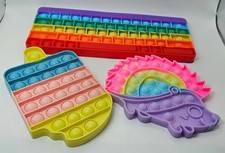 Set of Rainbow Pop It Fidget Toys - Keyboard, Unicorn, and Popsicle Shapes