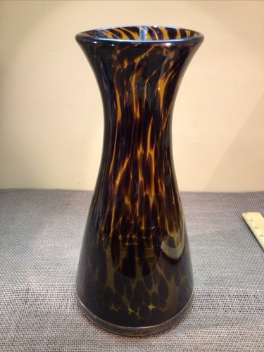 Vaso Studio Art in vetro soffiato a mano ambra e marrone alto 11,5" - Foto 1 di 7