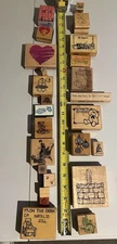 Ink Stamps Many Brands To List Lot Of 25 Used Wood Tops Good Condition Pre Owned