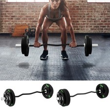 120cm EZ Curl Bar, Olympic Barbell Bar with Weight Plates