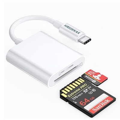 HRIOEKAX USB C SD MicroSD Card Reader Dual Slot Adapter Black