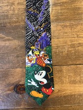 Vintage Disney Mickey Mouse Halloween Tie Handmade 100 Silk Necktie 56 x 3.75  