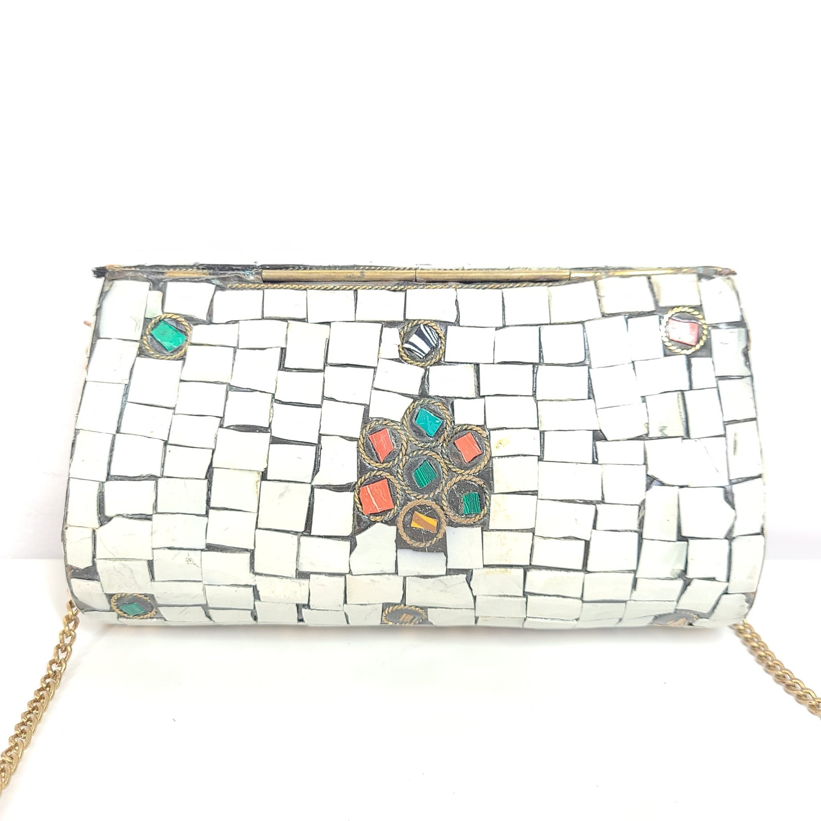 Equal Hands Multi-colored Stone Purse Handbag wit… - image 2