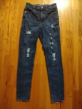 Old Navy Junior Blue Jeans: Rockstar Super Skinny High Rise Distressed, Size 0