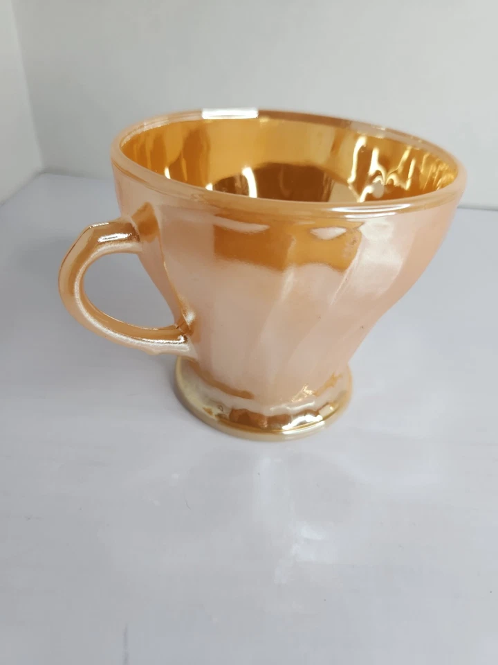 Fire King Peach Lustre Sugar Bowl Anchor Hocking Vintage MCM 3.5” USA Retro - Image 4 of 4