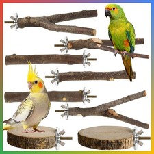 8 Pack Medium Natural Wood Bird Perches Cage Parrot Chew Toy Paw Trimming