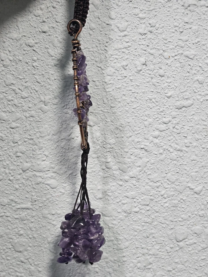 Pêndulo de ametista natural árvore da vida envoltório de arame apanhador solar - Imagem 4 de 4