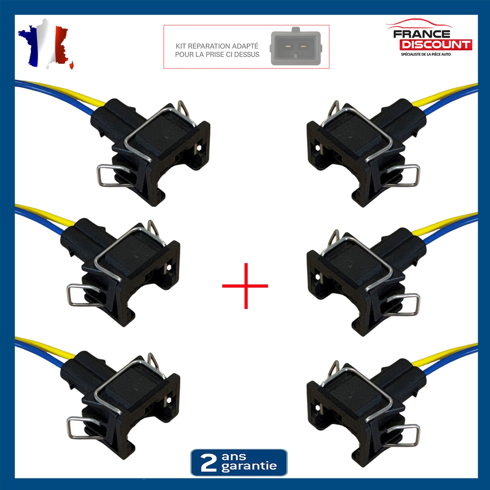 Lot de 6 fiches femelles EV1 à 2 fils universelles pour connecteur de moteur automobile