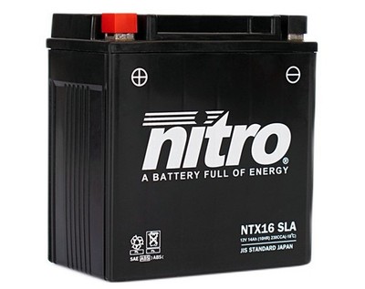 Nitro NTX16 SLA GEL AGM Batterie 12V 14AH - Einbaufertig (YTX16-BS FTX16-BS)