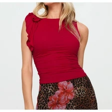 Lioness Red Rendezvous Cinched Side Tank Top Women's Size M New MSRP $59