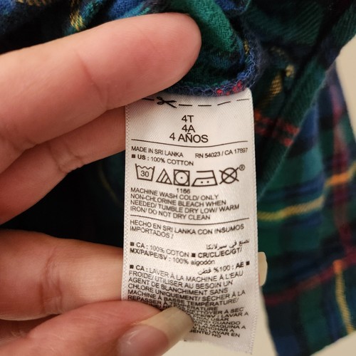 Camisa a Cuadros Antigua Azul Marino Niños Pequeño 4T Franela Botones Manga Larga Capas de Otoño - Imagen 3 de 4