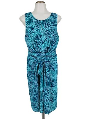 Banana Republic Issa London Tie Waist Dress Sleeveless Blue Print Size 10