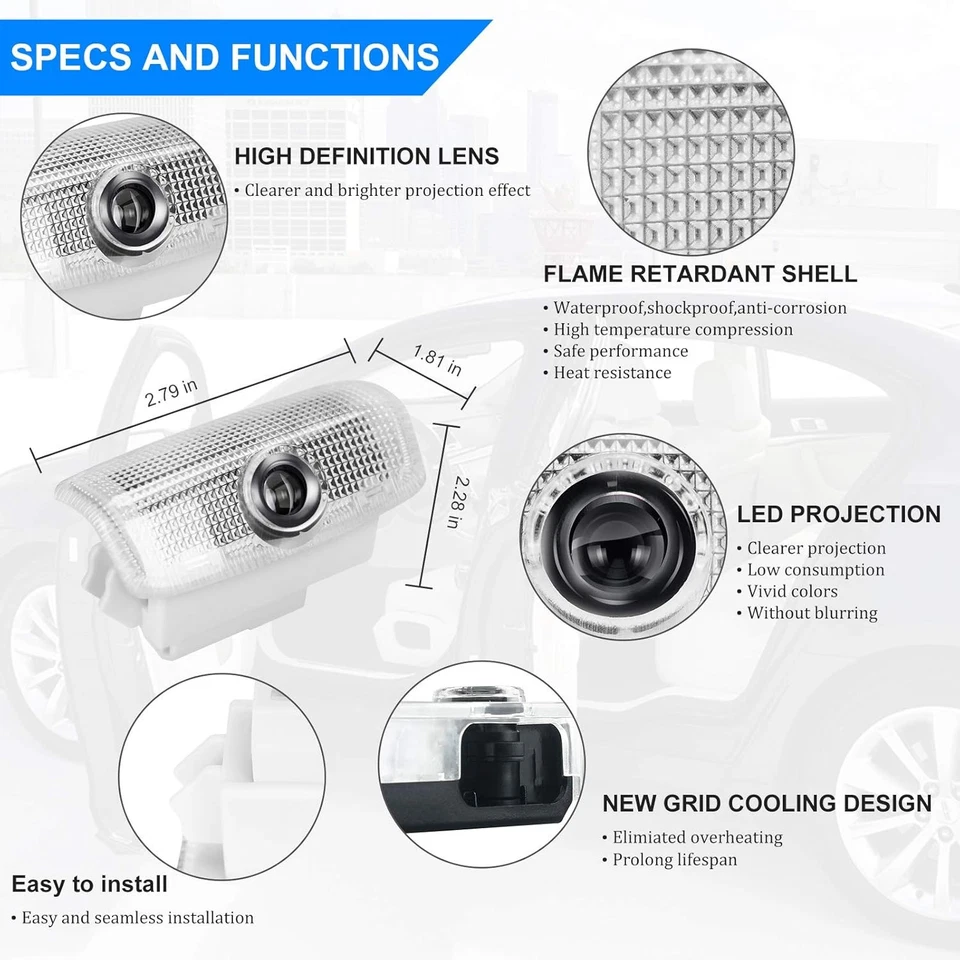 White LED Door Welcome Lights for Infiniti Q50 Q60 Q70 — Aftermarket Accessory - Image 2 of 3