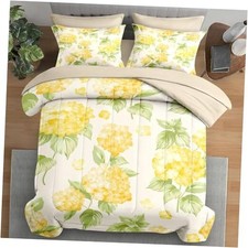 Comforter Set Size, Flower 7 Pcs Bedding for Kids and Full Yellow Hydrangea