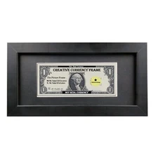 Creative Wooden Picture Frames 4x9 inch Black Dollar Bill Frames with Matting...