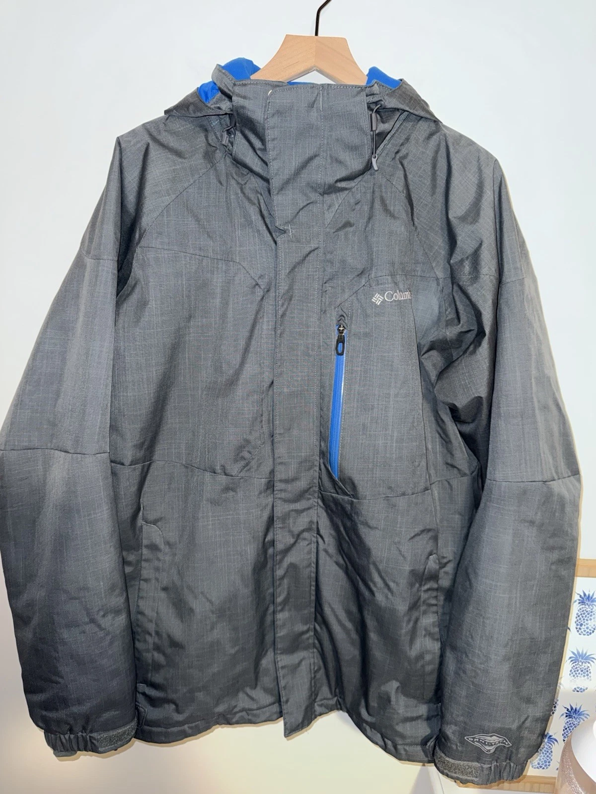 Columbia Mens Jacket Ski Rain Omni Tech Gray Snow Jacket Size Large