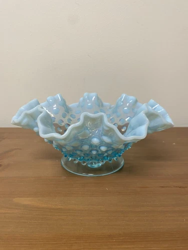 Fenton Hobnail Blue Opalescent Epergne Base Only