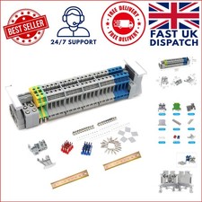 20A DIN Rail Terminal Blocks Kit - 40 Contacts, Blue Screws Included