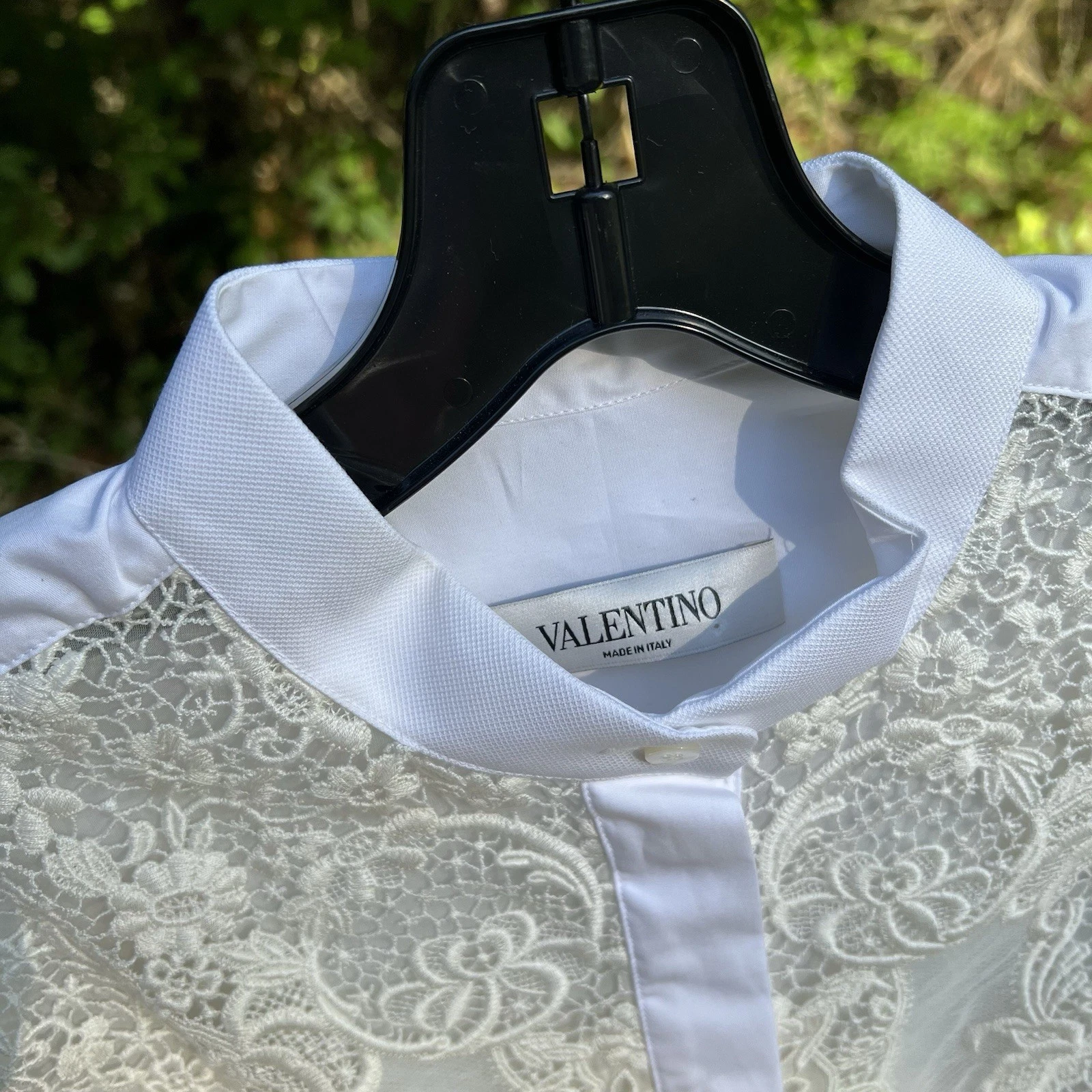 Tunica Valentino in popeline bianco con inserto in pizzo avorio 12 $2490 nuova con etichetta